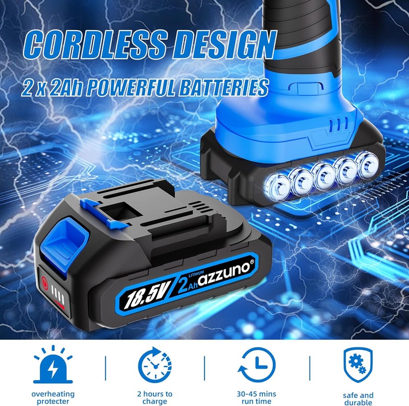AZZUNO Cordless Car Buffer Polisher, 2x2Ah 21V Batteries 6'' Car buffer Waxer Kit, 6 Variable Speed 5500RPM Orbital Polisher, 5 Kinds Pads Polisher for Car Detailing, Boat Sanding, Scratch Removing - Image 2
